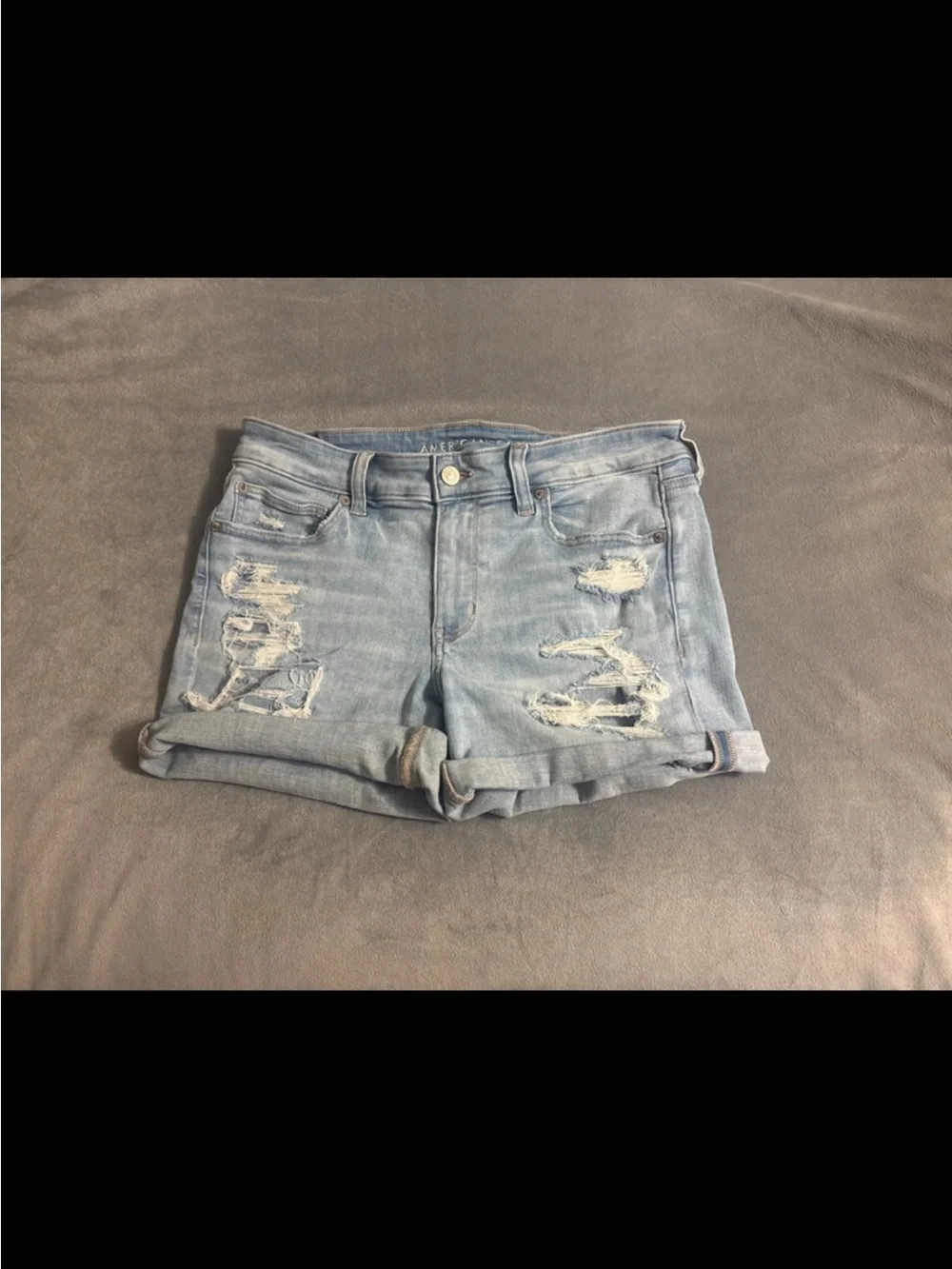 American Eagle Outfitters Light Wash Distressed Denim Shorts